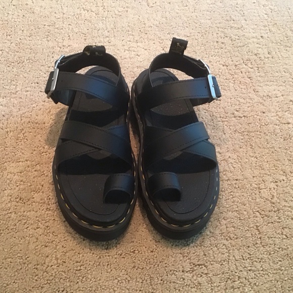 Dr. Martens Shoes - NEW Doc Martens Avry Toe Loop Sandal Black Leather Hydro Platform Womens 5 UK 3